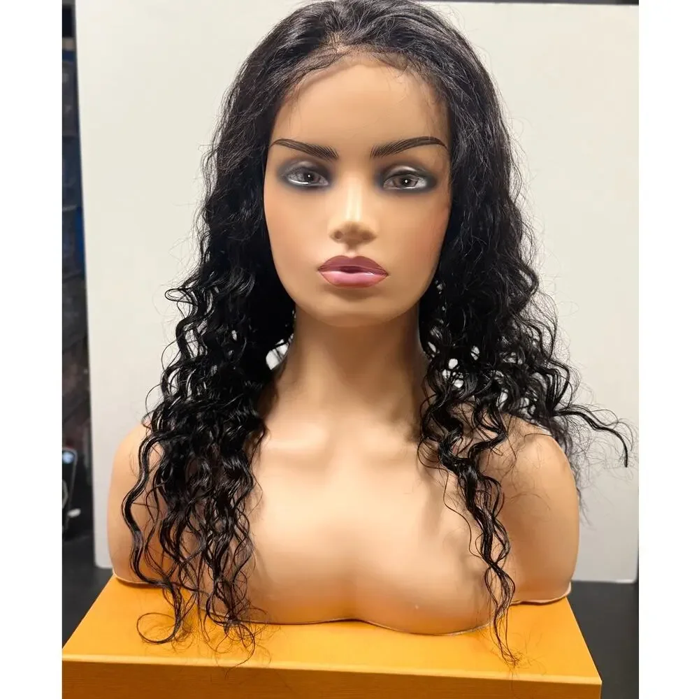 360 Lace Deep Wave Human Hair Wig Natural Black 22